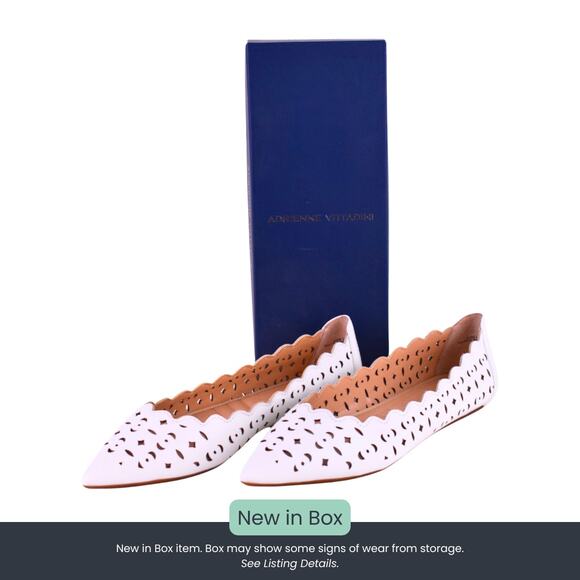 Adrienne Vittadini FORST Leather Laser-Cut Flats – White (Size 8M) - Picture 1 of 9